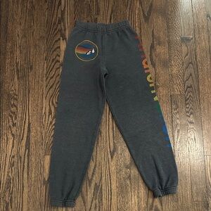 Aviator Nation~ Kids Charcoal Gray/Black Sweatpants with Rainbow Detail~ size 8